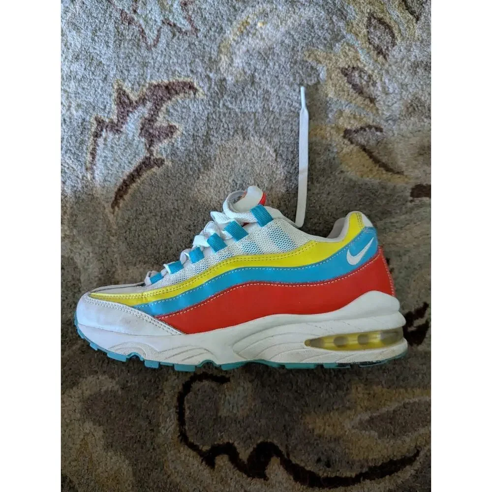 Nike Air Max 95 GS 6.5 Blue Fury Opti Yellow , Red CK0055-400 School Cool
